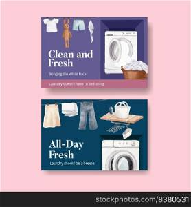 Facebook template with laundry day concept,watercolor style 