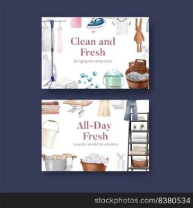 Facebook template with laundry day concept,watercolor style 