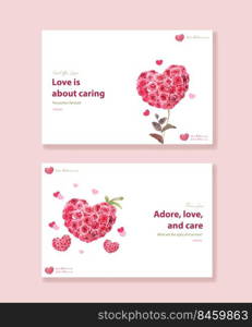 Facebook template with love blooming concept design for social media and online community watercolor vector illustration
