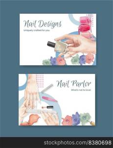 Facebook template with nail salon concept,watercolor style  . Facebook template with nail salon concept,watercolor style    