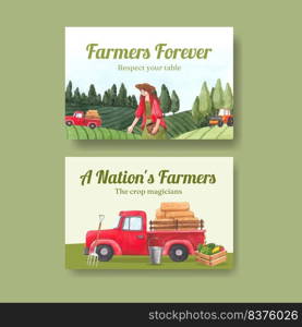 Facebook template with national farmers day concept,watercolor style 