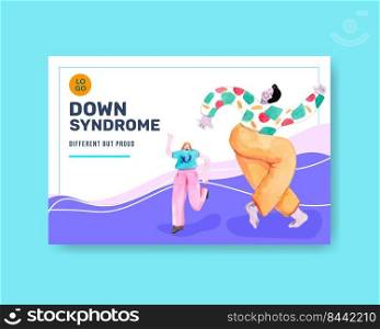Facebook template with world down syndrome day concept design for social media and community watercolor illustration 