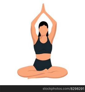 Faceless girl in the lotus position. The concept of a healthy lifestyle, mental health. Isolated object on a white background. Vector image.