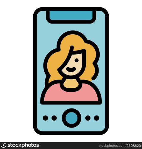 Facetime call icon. Outline facetime call vector icon color flat isolated. Facetime call icon color outline vector