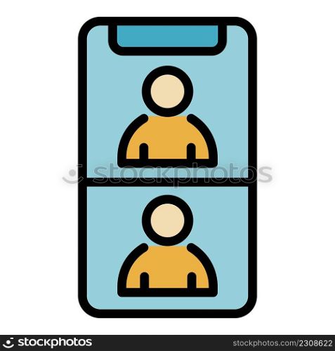 Facetime chat icon. Outline facetime chat vector icon color flat isolated. Facetime chat icon color outline vector