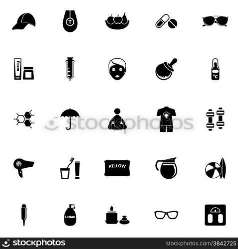 Facial and body treatment icons on white background, stock vector