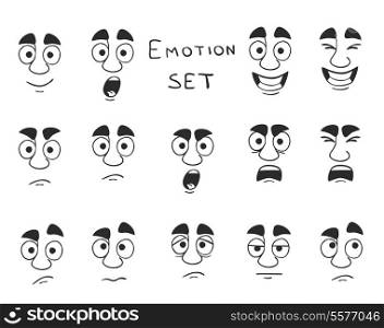 Facial avatar emotions icons set expressing smile sadness fun happiness isolated vector illustration