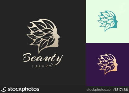 Facial beauty care logo template in luxury and modern style