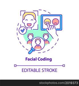 Facial coding concept icon. Customer emotional response detection. Face expression analysis abstract idea thin line illustration. Vector isolated outline color drawing. Editable stroke. Facial coding concept icon