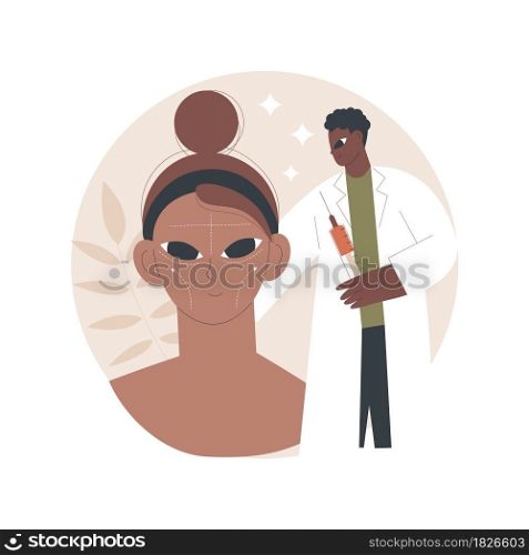Facial contouring abstract concept vector illustration. Facial sculpting, aesthetic cosmetic procedure, medical face contouring, slimming correction machine, plastic surgery abstract metaphor.. Facial contouring abstract concept vector illustration.