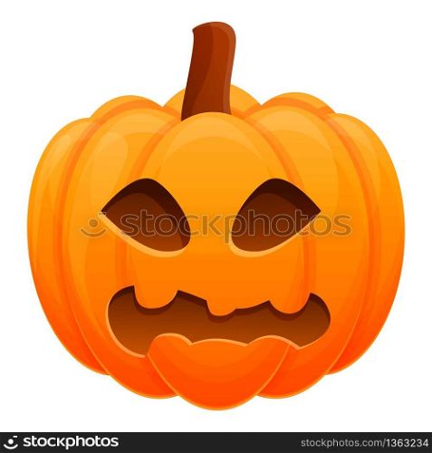Facial pumpkin icon. Cartoon of facial pumpkin vector icon for web design isolated on white background. Facial pumpkin icon, cartoon style