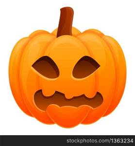 Facial pumpkin icon. Cartoon of facial pumpkin vector icon for web design isolated on white background. Facial pumpkin icon, cartoon style