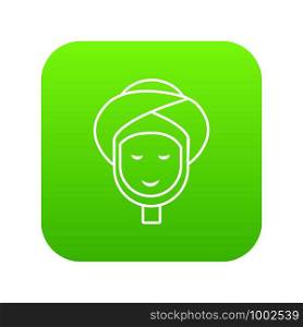 Facial spa treatment icon green vector isolated on white background. Facial spa treatment icon green vector