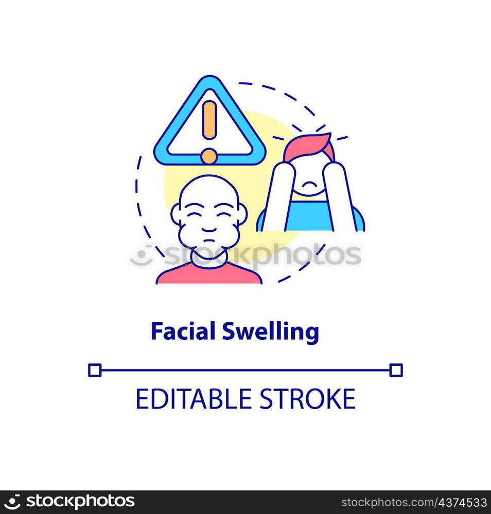 Facial swelling concept icon. Allergic reaction. Face puffiness ...