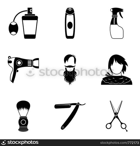 Facial vegetation icons set. Simple set of 9 facial vegetation vector icons for web isolated on white background. Facial vegetation icons set, simple style