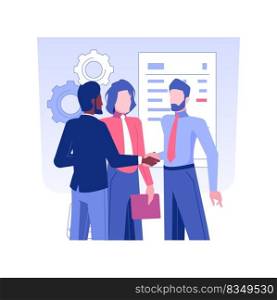 Facilitate business negotiations isolated concept vector illustration. Lawyer is present at business negotiations, legal service, banking and finance, international transactions vector concept.. Facilitate business negotiations isolated concept vector illustration.