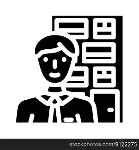 facilities manager repair worker glyph icon vector. facilities manager repair worker sign. isolated symbol illustration. facilities manager repair worker glyph icon vector illustration