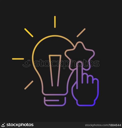 Fact analysis and evaluation vector icon for dark theme. Split complex topic into theses. Analyse information and data. Thin line color symbol. Modern style pictogram. Vector isolated outline drawing. Fact analysis and evaluation vector icon for dark theme