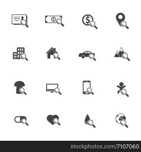 Factors of living searching icons set on Isolated white background. Estate and money concept. Illustration vector