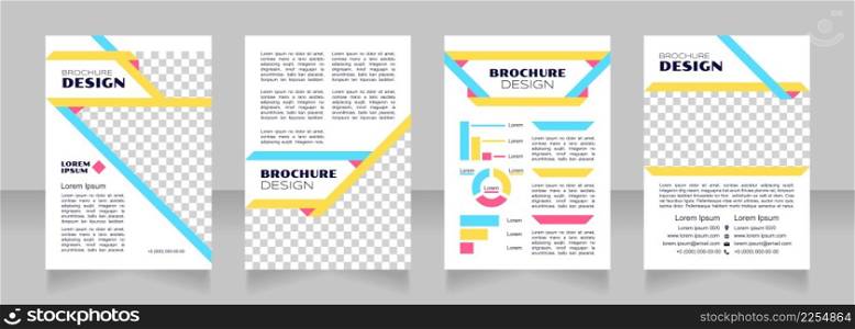 Factors of production blank brochure design. Template set with copy space for text. Premade corporate reports collection. Editable 4 paper pages. Syncopate, Poller One, Arial Regular fonts used. Factors of production blank brochure design