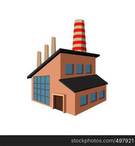 Factory building cartoon icon on a white background. Factory building cartoon icon