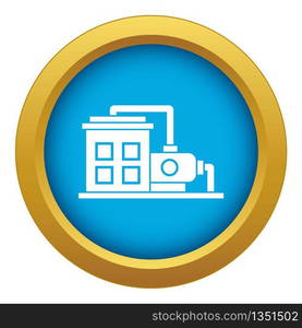 Factory building icon blue vector isolated on white background for any design. Factory building icon blue vector isolated