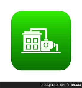 Factory building icon digital green for any design isolated on white vector illustration. Factory building icon digital green