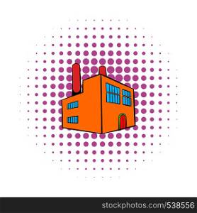 Factory building icon in comics style on a white background. Factory building icon, comics style