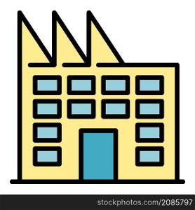 Factory building icon. Outline factory building vector icon color flat isolated. Factory building icon color outline vector