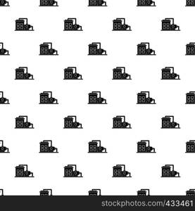 Factory building pattern seamless in simple style vector illustration. Factory building pattern vector