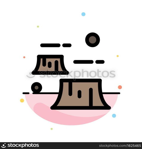 Factory, Damage, Deforestation, Destruction, Environment Abstract Flat Color Icon Template
