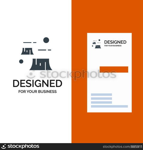 Factory, Damage, Deforestation, Destruction, Environment Grey Logo Design and Business Card Template