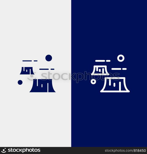 Factory, Damage, Deforestation, Destruction, Environment Line and Glyph Solid icon Blue banner Line and Glyph Solid icon Blue banner
