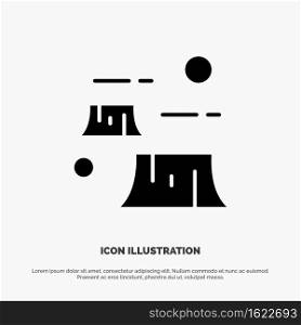 Factory, Damage, Deforestation, Destruction, Environment solid Glyph Icon vector
