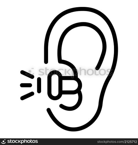 Factory earplugs icon outline vector. Listen ear. Noise quiet. Factory earplugs icon outline vector. Listen ear