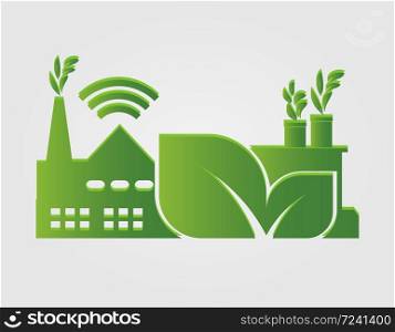 Factory ecology,Industry icon,Clean energy with eco-friendly concept ideas,Vector illustration