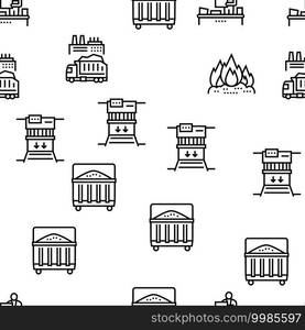 Factory Garbage Waste Vector Seamless Pattern Thin Line Illustration. Factory Garbage Waste Vector Seamless Pattern