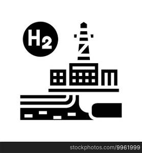 factory hydrogen glyph icon vector. factory hydrogen sign. isolated contour symbol black illustration. factory hydrogen glyph icon vector illustration