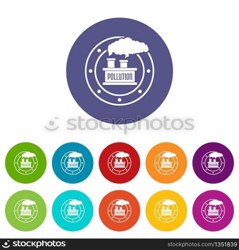 Factory icons color set vector for any web design on white background. Factory icons set vector color