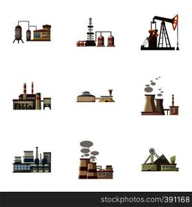 Factory icons set. Cartoon illustration of 9 factory vector icons for web. Factory icons set, cartoon style