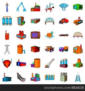 Factory icons set. Cartoon style of 36 factory vector icons for web isolated on white background. Factory icons set, cartoon style