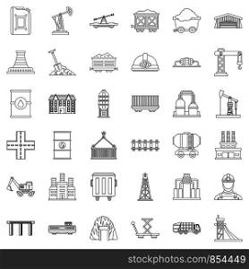 Factory icons set. Outline style of 36 factory vector icons for web isolated on white background. Factory icons set, outline style