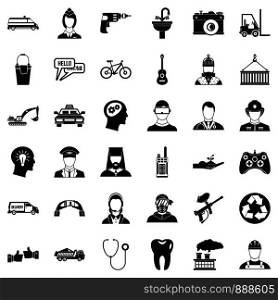 Factory icons set. Simple style of 36 factory vector icons for web isolated on white background. Factory icons set, simple style