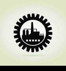 Factory in a gear wheel. A vector illustration