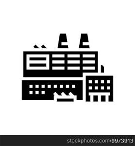 factory industrial building glyph icon vector. factory industrial building sign. isolated contour symbol black illustration. factory industrial building glyph icon vector illustration