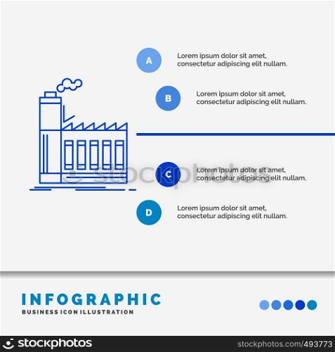 Factory, industrial, industry, manufacturing, production Infographics Template for Website and Presentation. Line Blue icon infographic style vector illustration. Vector EPS10 Abstract Template background