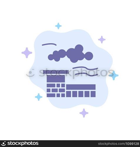 Factory, Industry, Landscape Blue Icon on Abstract Cloud Background