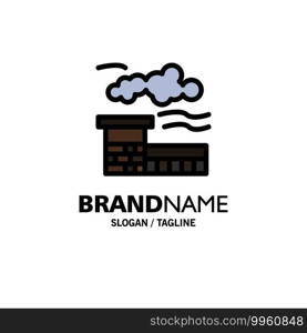 Factory, Industry, Landscape Business Logo Template. Flat Color