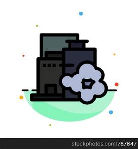 Factory, Industry, Landscape, Pollution Abstract Flat Color Icon Template