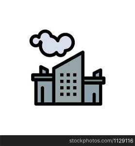 Factory, Industry, Landscape, Pollution Flat Color Icon. Vector icon banner Template